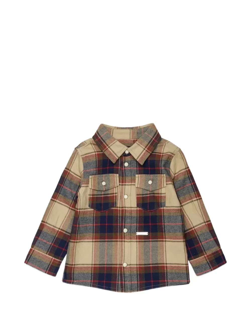 Клетчатая рубашка с логотипом Dsquared2 Kids, бежевый