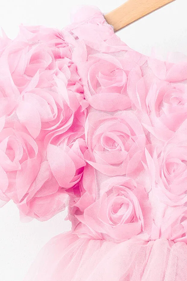 Детское платье для девочек из фатина с аппликацией Rosalinda Banamio, Pink — фото 4