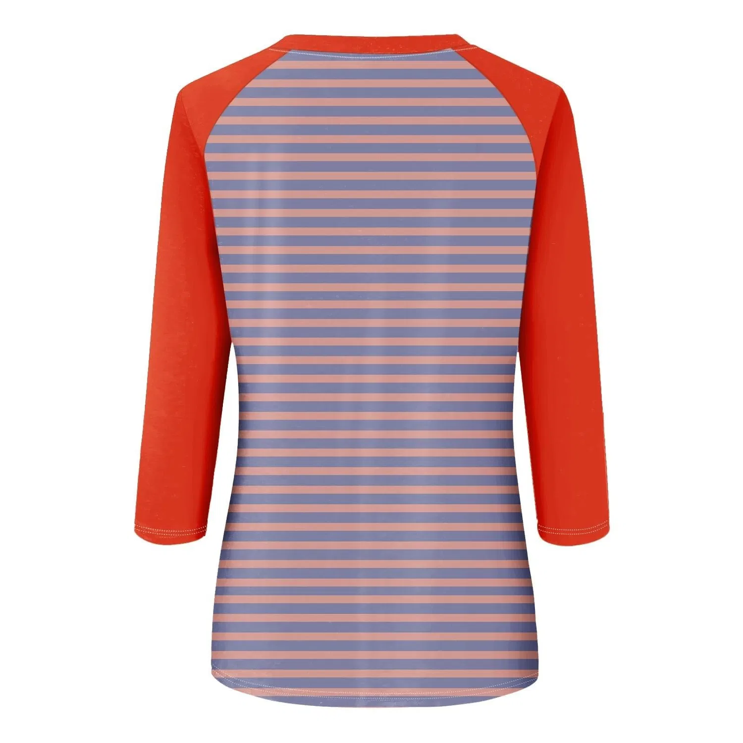 Женская майка с цветочным принтом Floral Print Round Neck Long Sleeve Lace Top, Orange-3 — фото 4