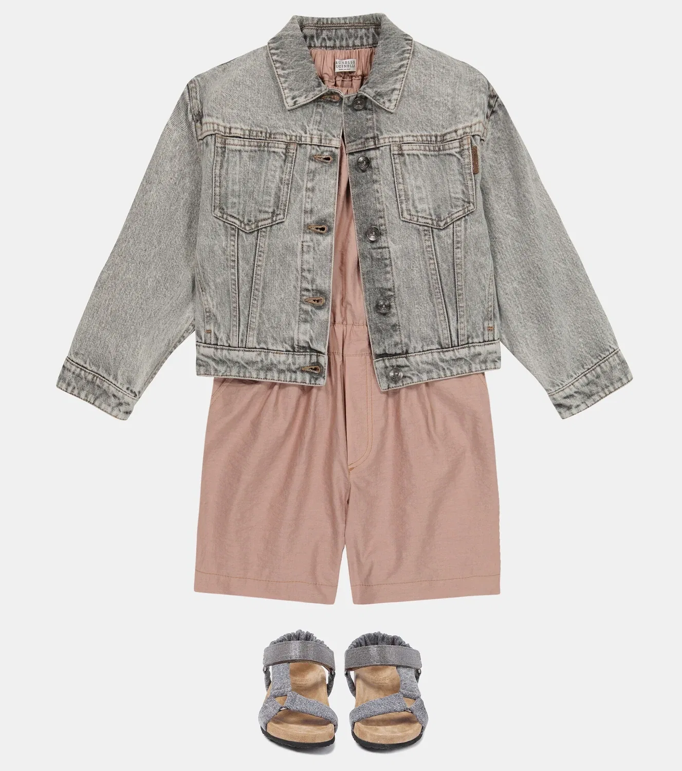 Легкая куртка джинсовая Brunello Cucinelli Kids, синий — фото 2