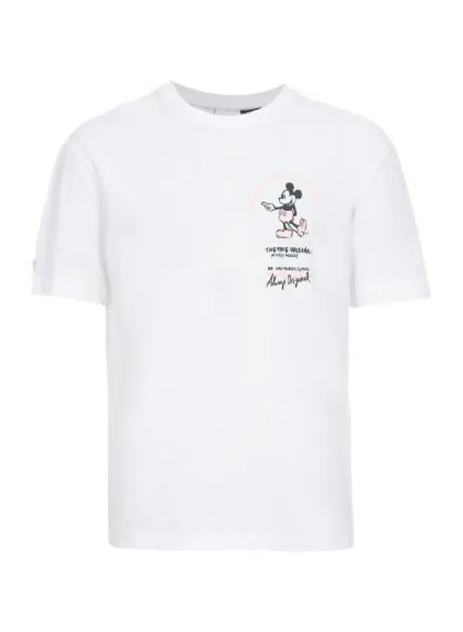 Футболка с принтом Mickey и надписью Zara, белый/флуоресцентный розовый черный