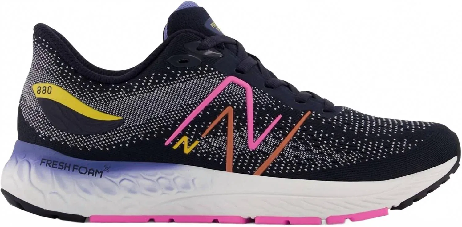 Детские кроссовки для девочек с амортизацией Fresh Foam X 880 V12 New Balance, Eclipse/Moon Shadow/Vibrant Pink — фото 3