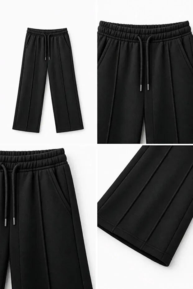 Детские спортивные штаны для девочек широкие Babylory Kdis Store, Black — фото 2