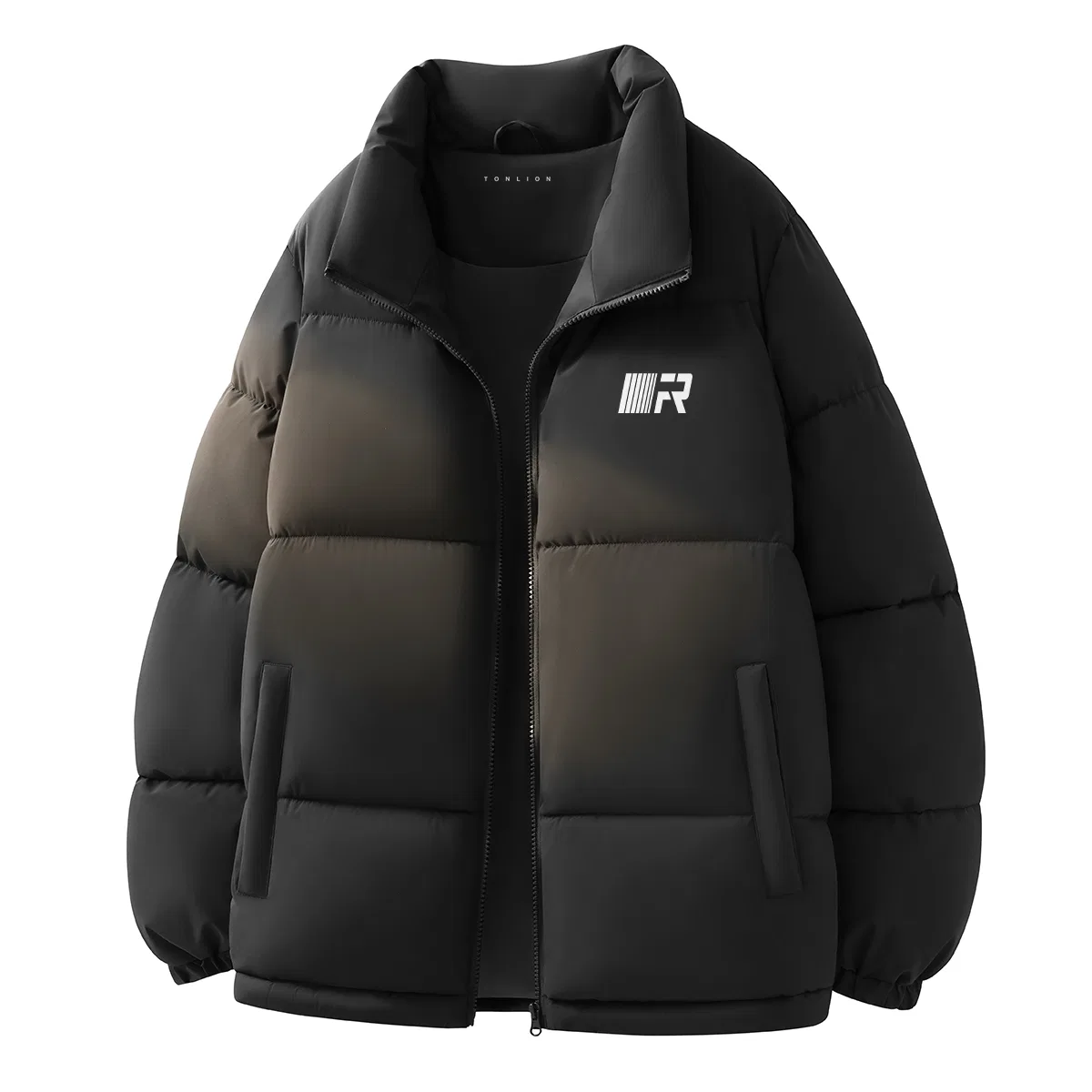 Детская пуховая куртка с принтом Basic Solid Color Unisex Long-Sleeved Puffer Jacket Tonlion, Черный