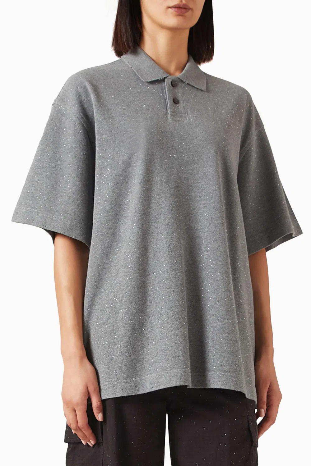 Футболка поло с кристаллами Hotfix Crystal Polo T-shirt Alexander Wang