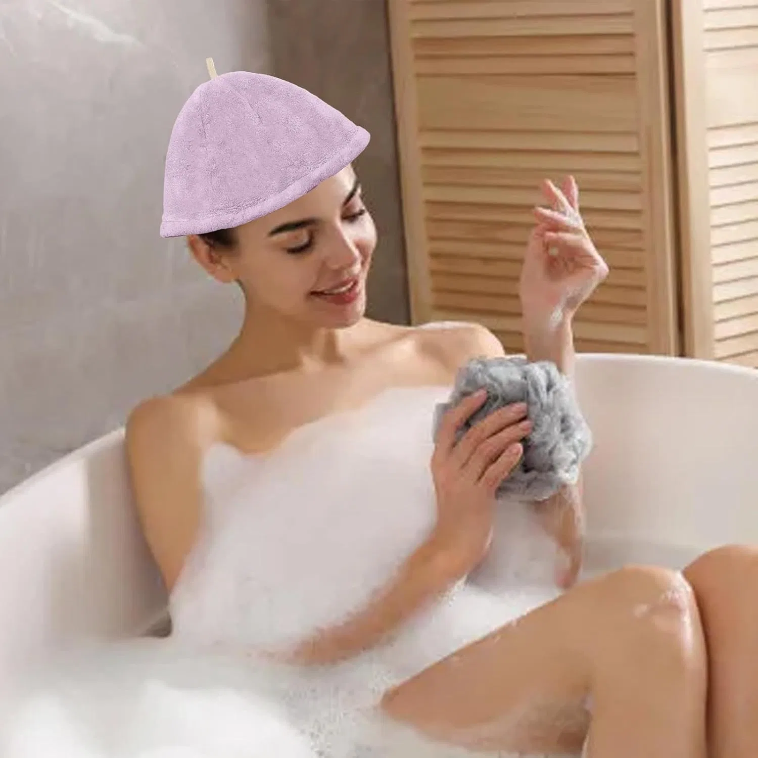 Шапочка для душа Highly Absorbent Шапочка для душа Coral Velvet, Purple Generisch — фото 3