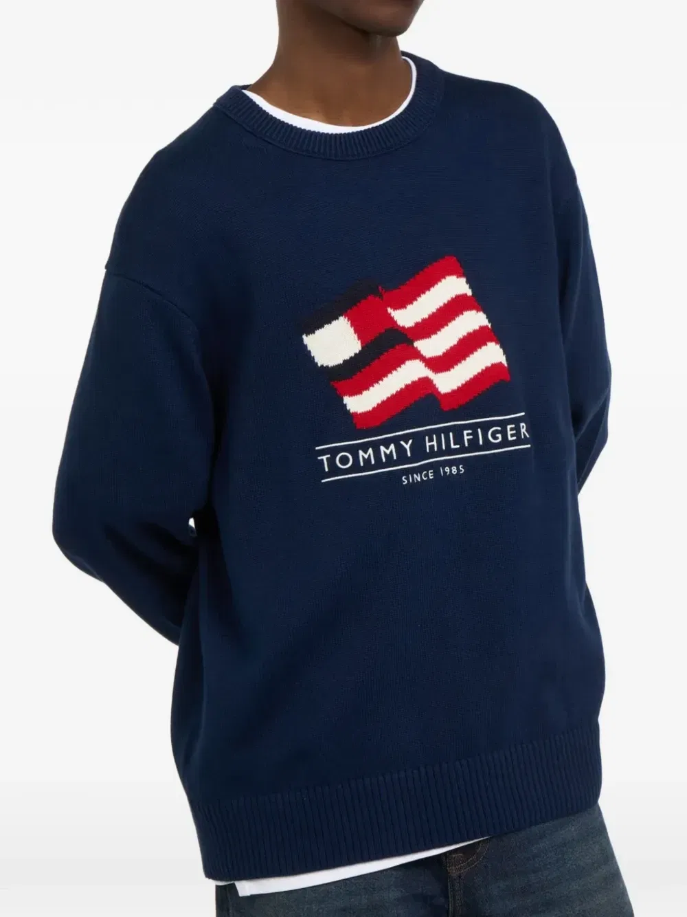 Свитер с флагом из интарсии Tommy Hilfiger, синий — фото 2