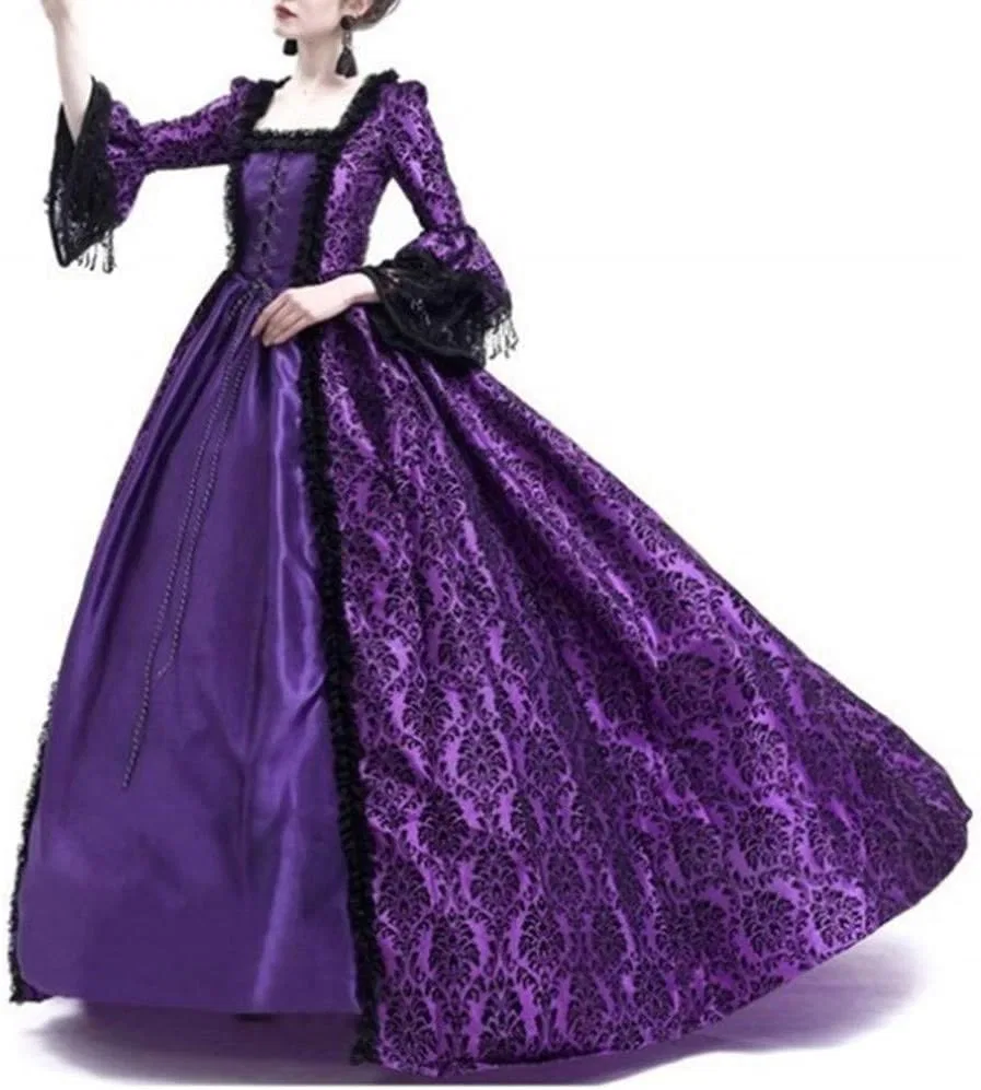 Женское платье-туника с кружевными рукавами-фонариками Victorian Rococo, Purple — фото 3