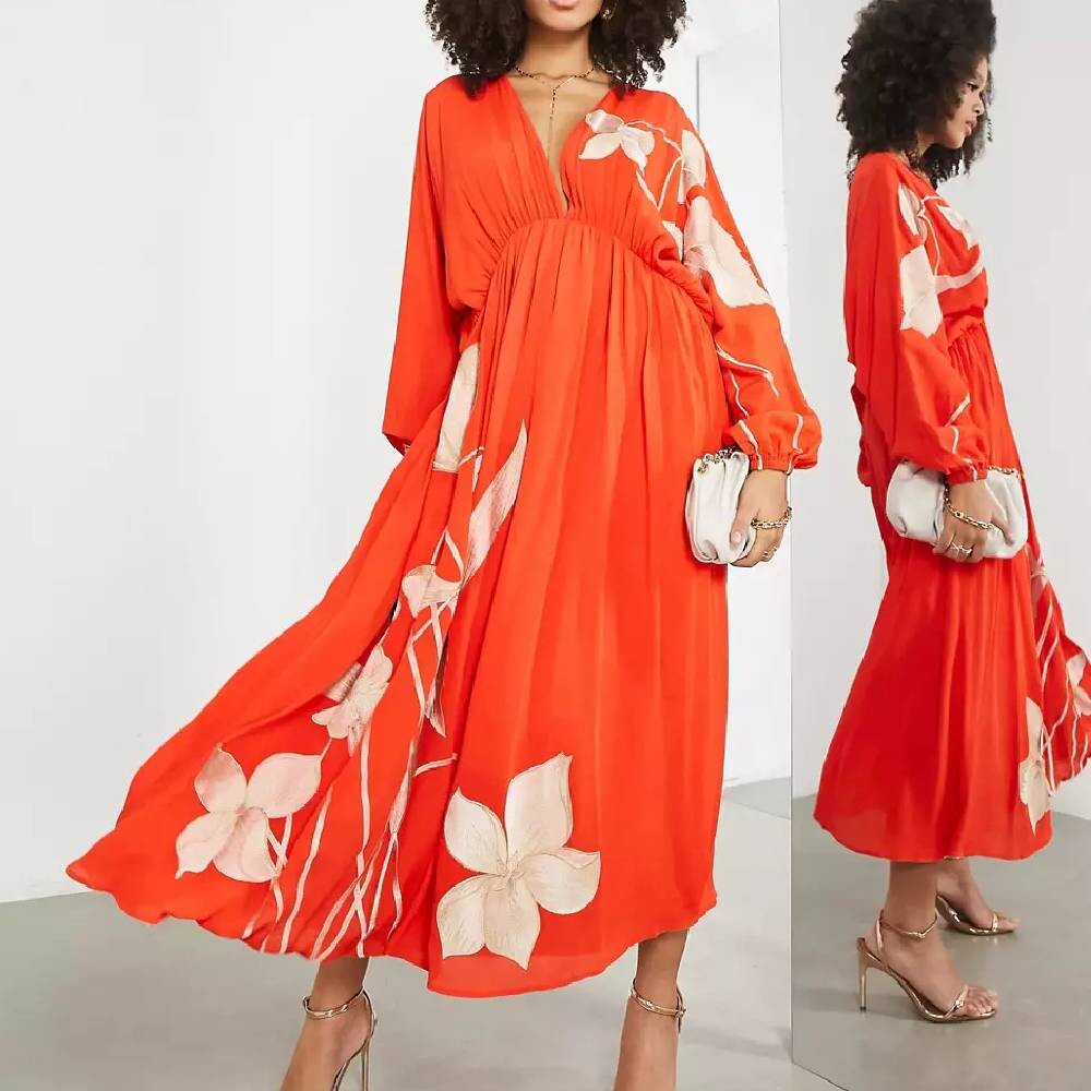 

Платье Asos Edition Trailing Tulip Embroidered, красный