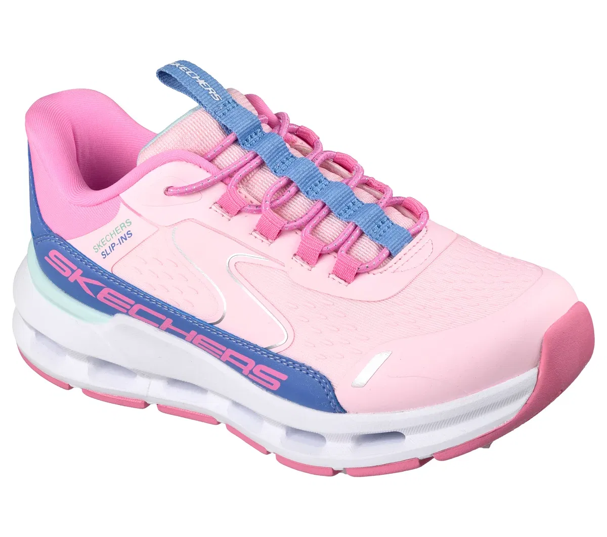 Детские слипоны Glide-Step - Vista Lane Skechers, розовый/синий — фото 4