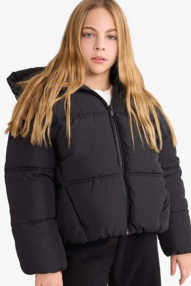 Детское пальто для девочек с длинным рукавом Defacto, Black Bk27