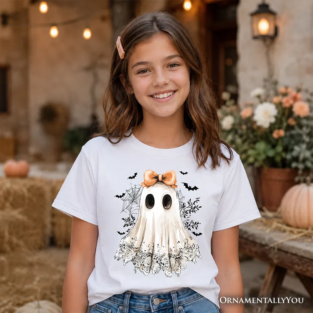 Детская футболка с принтом призрака Ghost Graphic Tee OrnamentallyYou, White — фото 2
