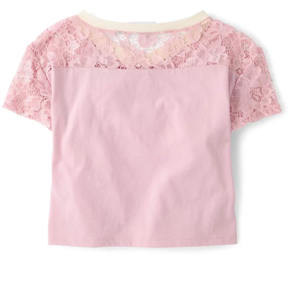 Детская футболка для девочек с кружевными рукавами Varsity Lace Football Tee The Children's Place, Cream — фото 4