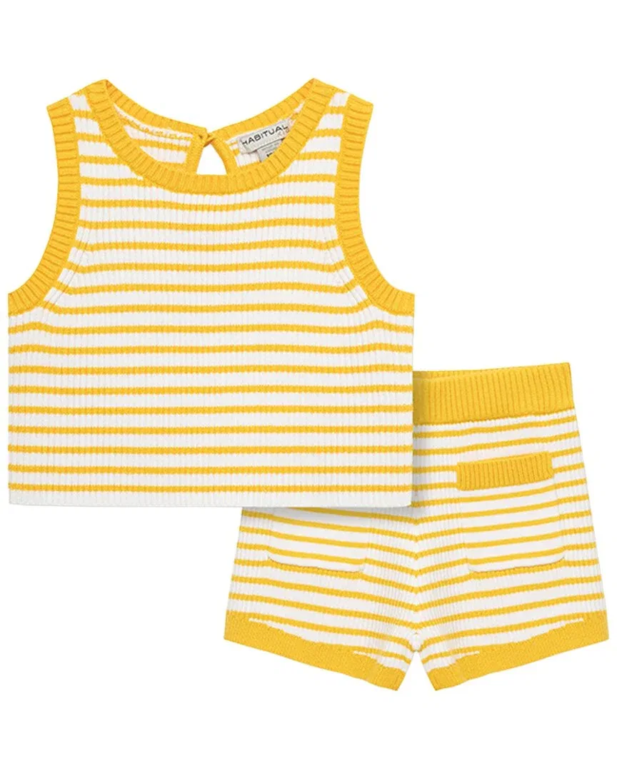 Детский комплект вязаный с контрастной отделкой Novelty Knit Habitual, Yellow