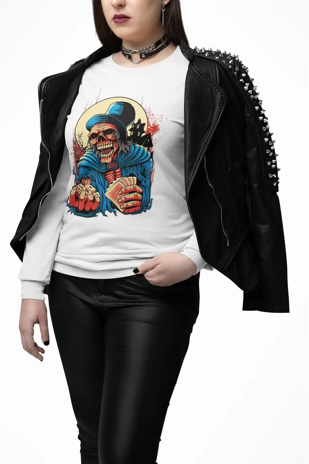 Унисекс футболка с длинным рукавом с черепом, Skeleton Art Design Tees, Black — фото 3