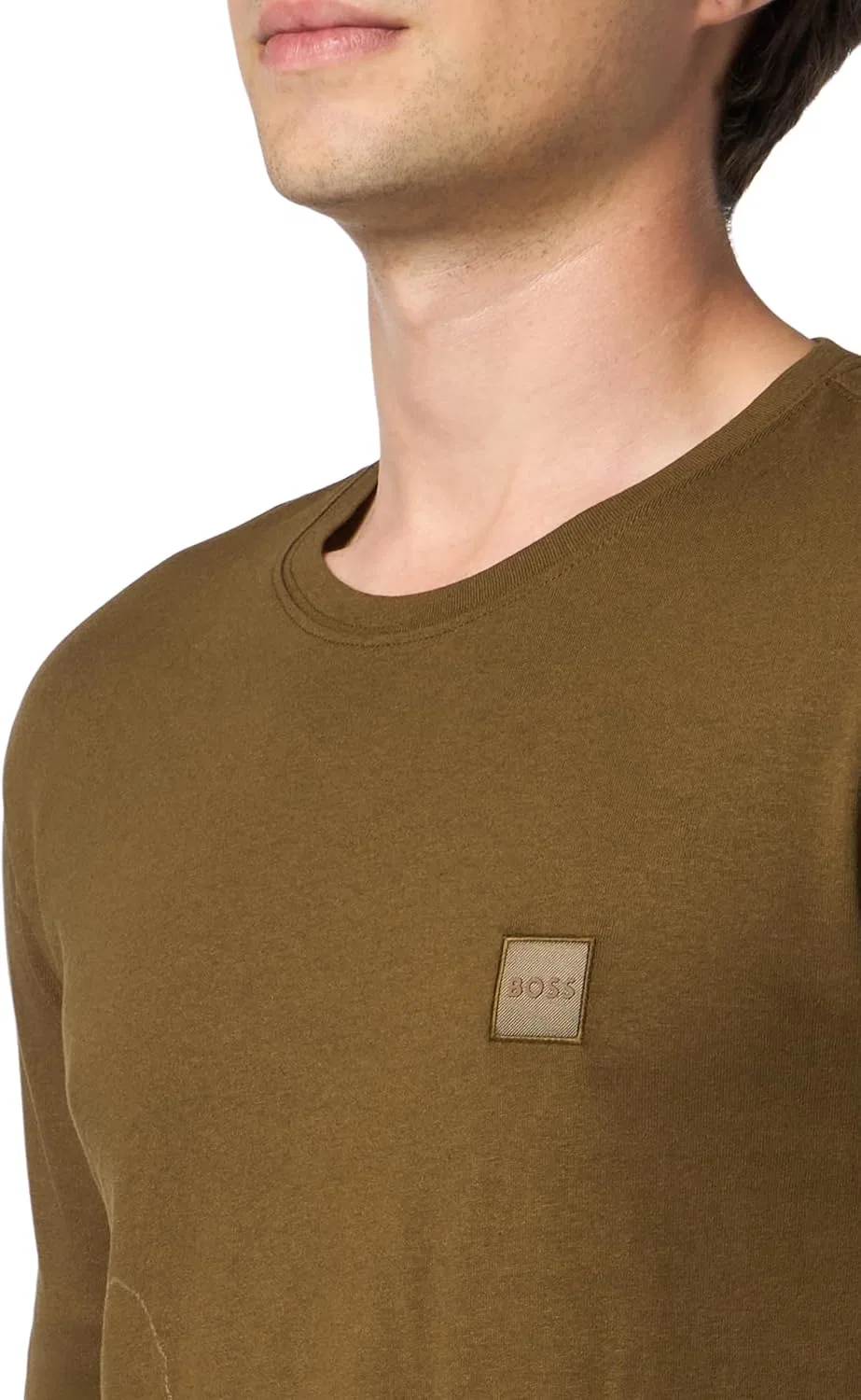 Мужская футболка с длинным рукавом Small Square Logo BOSS, Burnt Olive — фото 3