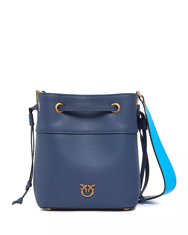 

Миниатюрная двойная кожаная сумка-ведро Secchiello Pinko, синий