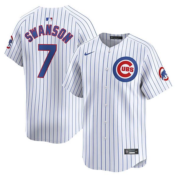

Мужская белая домашняя лимитированная футболка Chicago Cubs с именем Dansby Swanson Nike