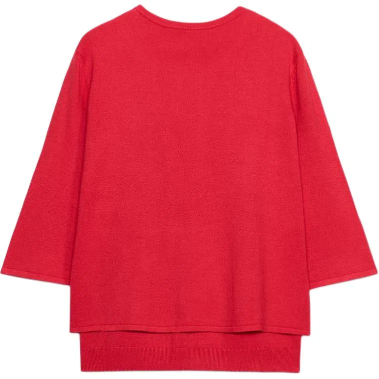 Женский свитер с круглым вырезом Red ZARA, Red — фото 3