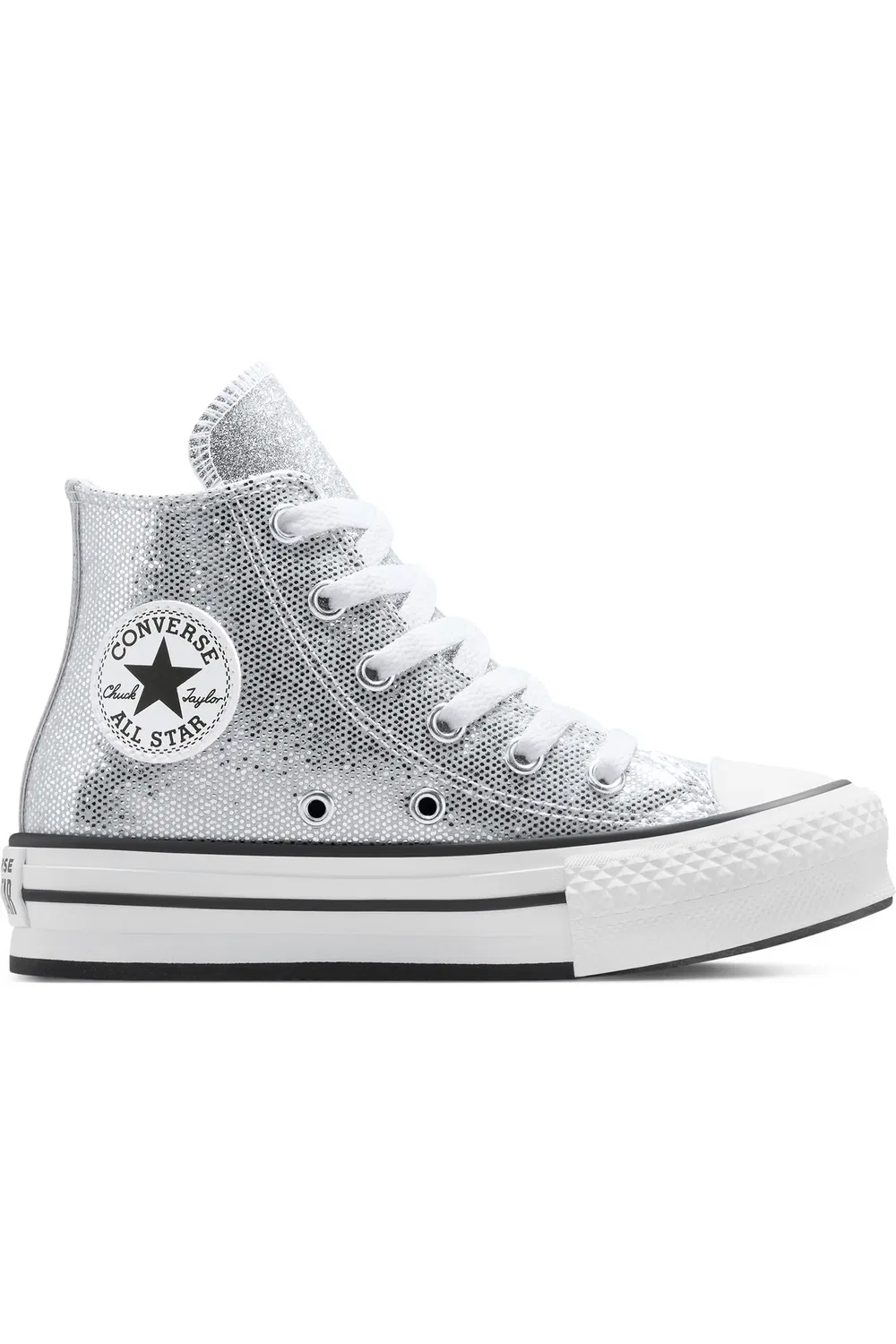 Кеды детские на платформе Chuck Taylor All Star Lift Disco Converse, Silver/White/Barely Grey — фото 2