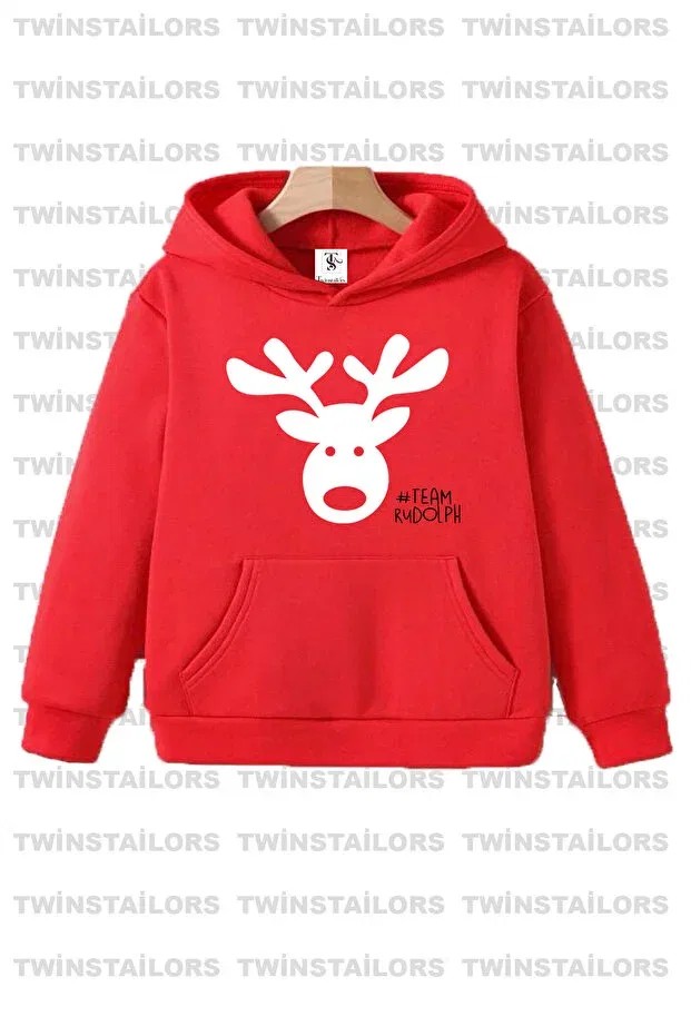 Детские свитшот с принтом Deer Printed Twins Tailors, Red