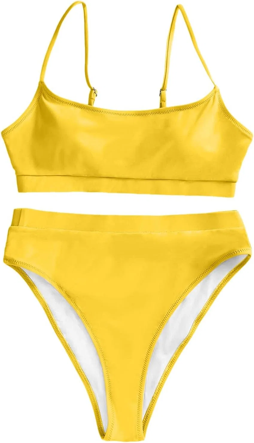 Женский спортивный бикини с контролем живота Color Block, Yellow — фото 4