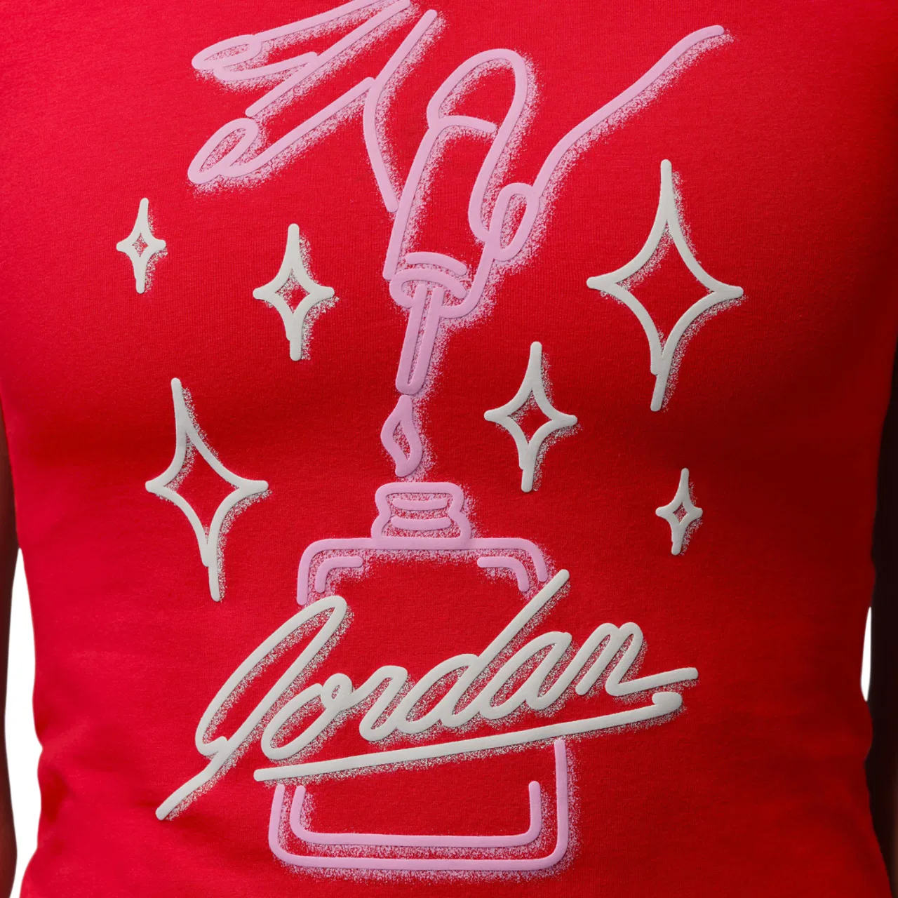 Женская футболка с графическим принтом TMID GFX Nail Jordan, University Red/White — фото 4