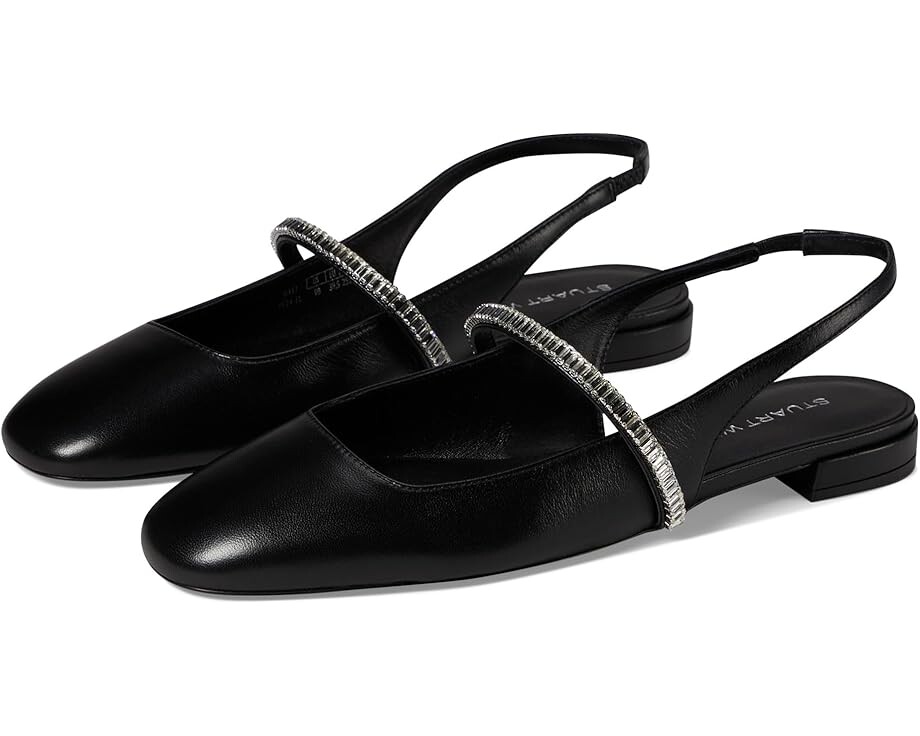 

Туфли на плоской подошве Stuart Weitzman Stefanie Slingback Flat, цвет Black/Clear