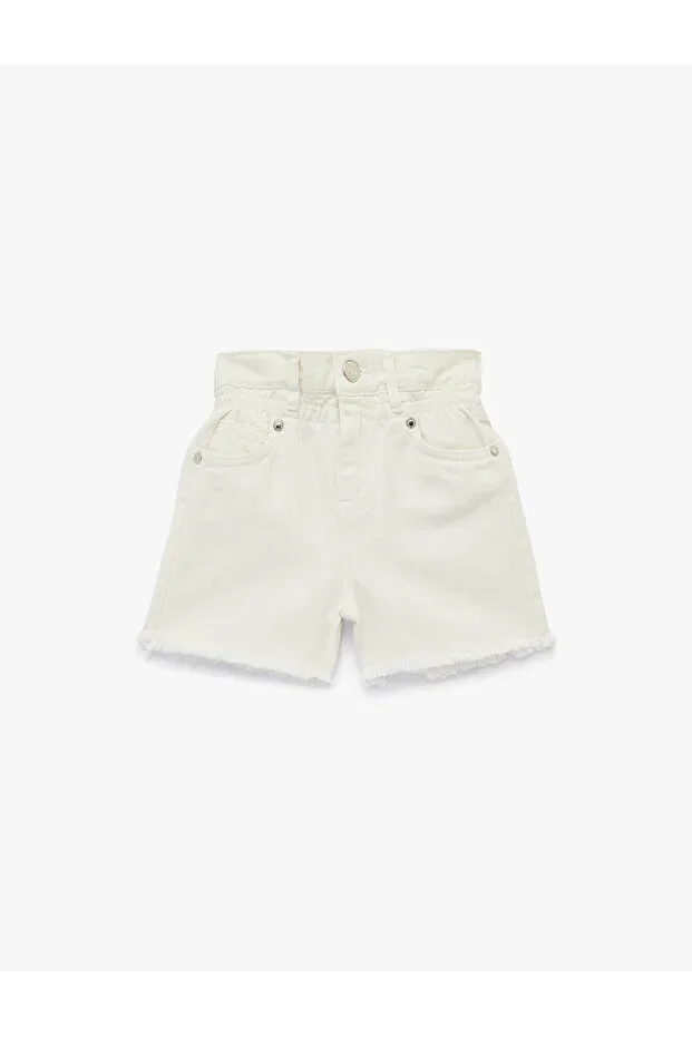 Детские джинсовые шорты для девочек с высокой талией Koton, White — фото 4