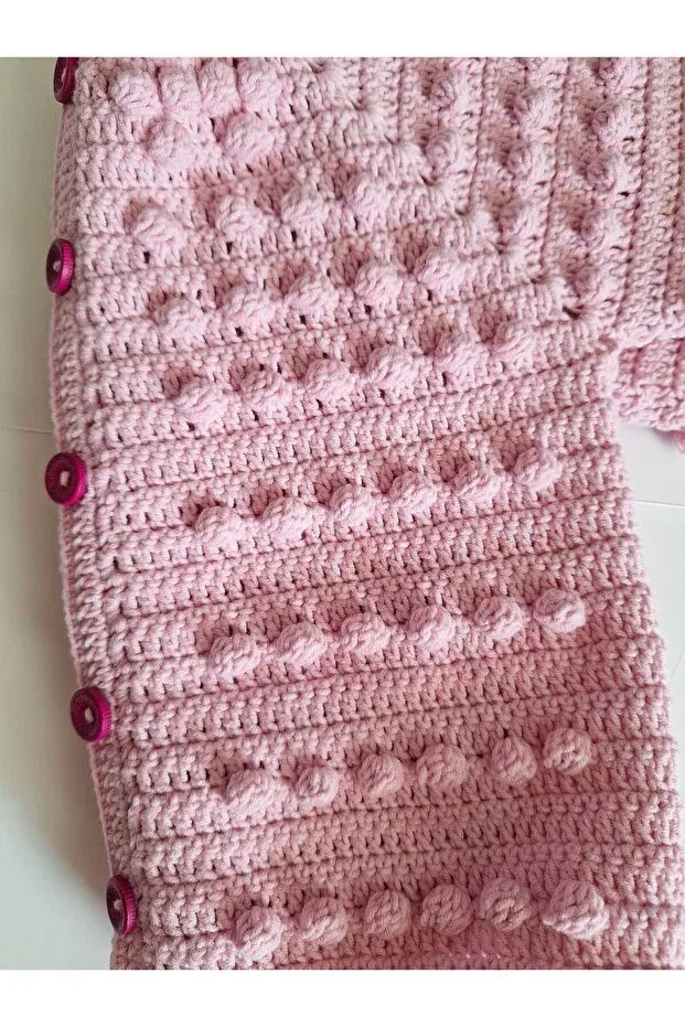 Детский кардиган для девочек хлопковый Basics El Örgüsü, Pink — фото 3