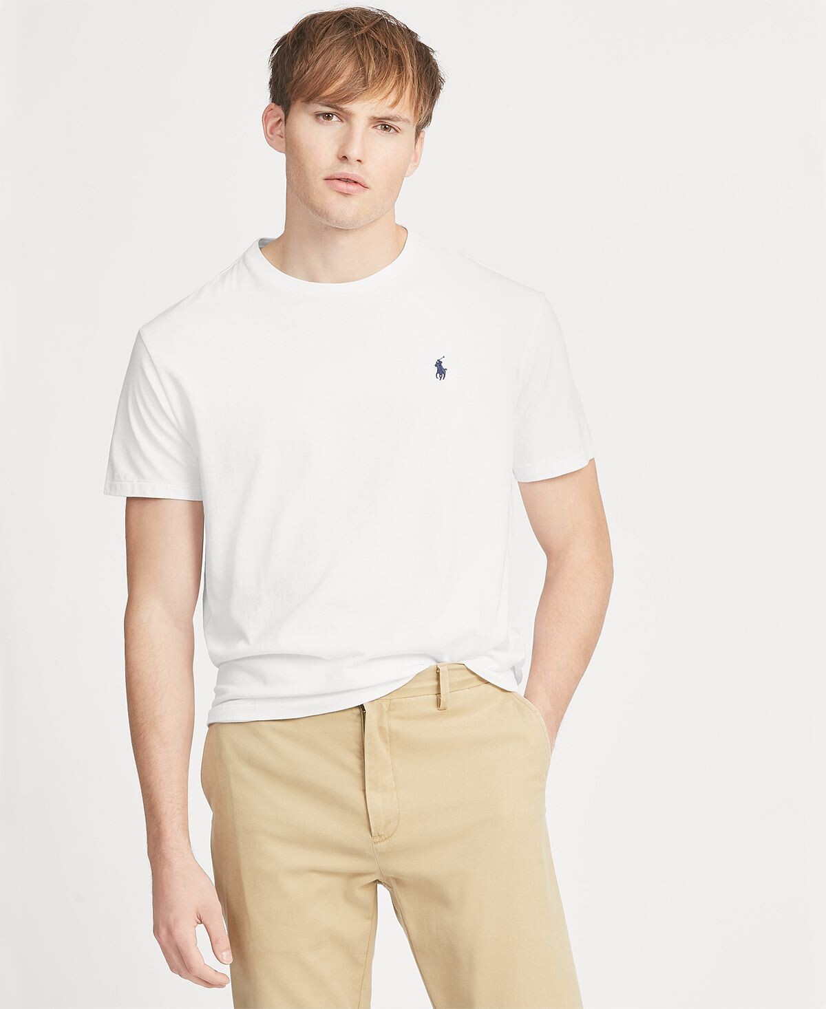 Мужская классическая футболка с круглым вырезом Polo Ralph Lauren, белый — фото 2