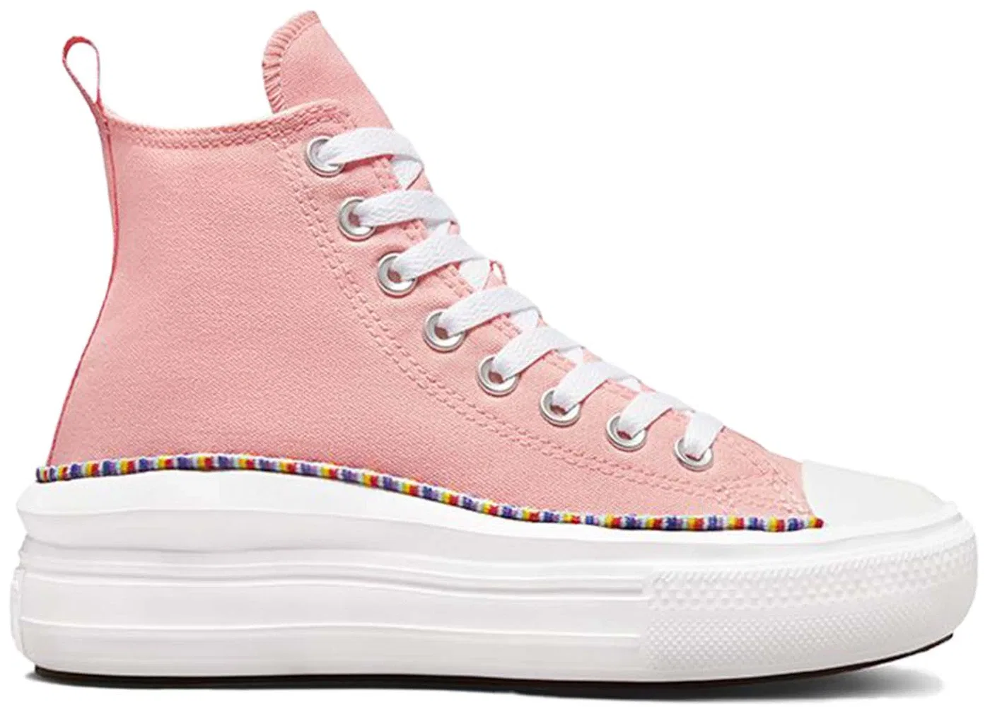 Детские кеды с завышенной подошвой Converse Chuck Taylor All Star Move Platform Friendship Bracelet (GS), Storm Pink Washed Indigo White