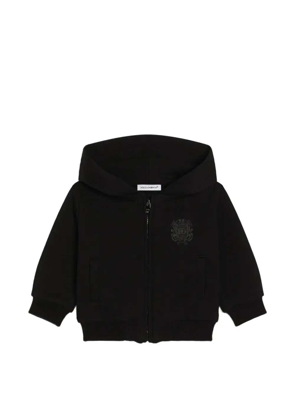 Хлопковая толстовка с капюшоном и нашивкой Dolce & Gabbana Kids, черный