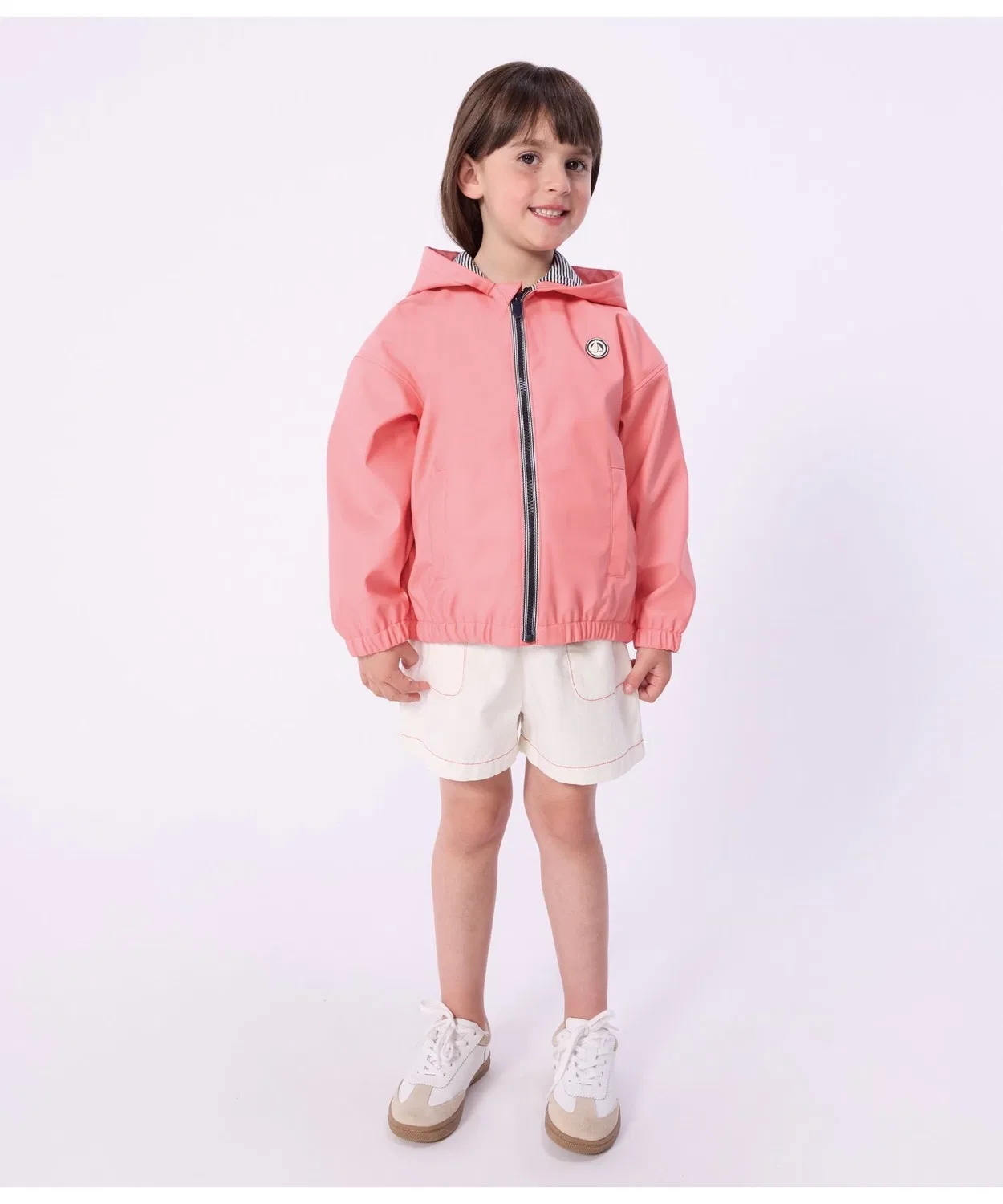 Детская куртка-ветровка с капюшоном, модель Blue Marine PETIT BATEAU, Orange