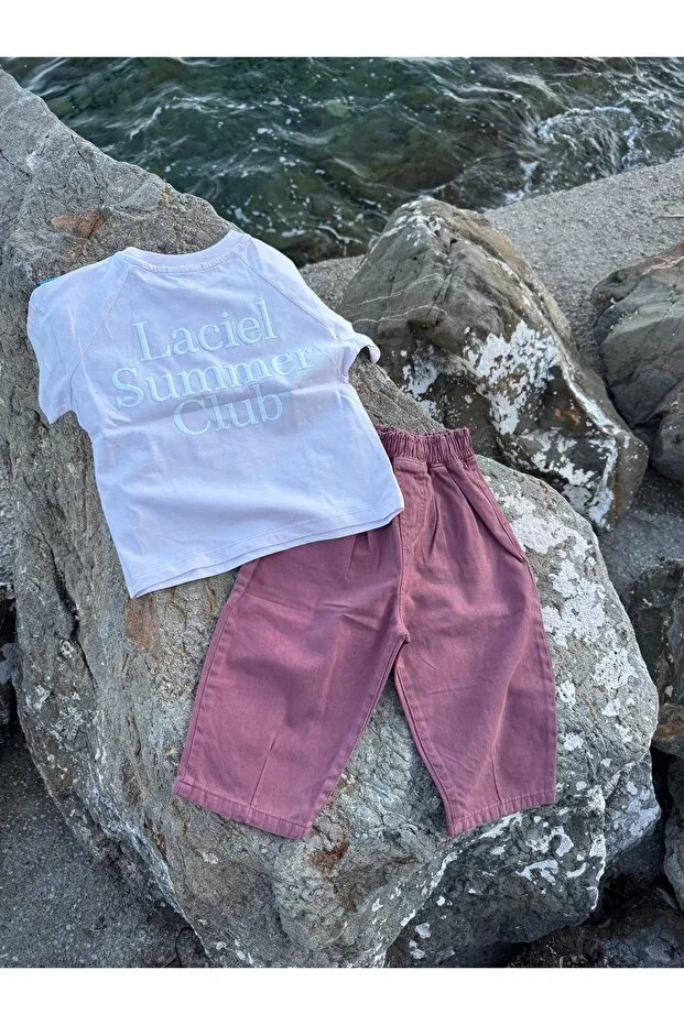 Детские брюки для девочек с завышенной таей Laciel Prs, Pink — фото 3