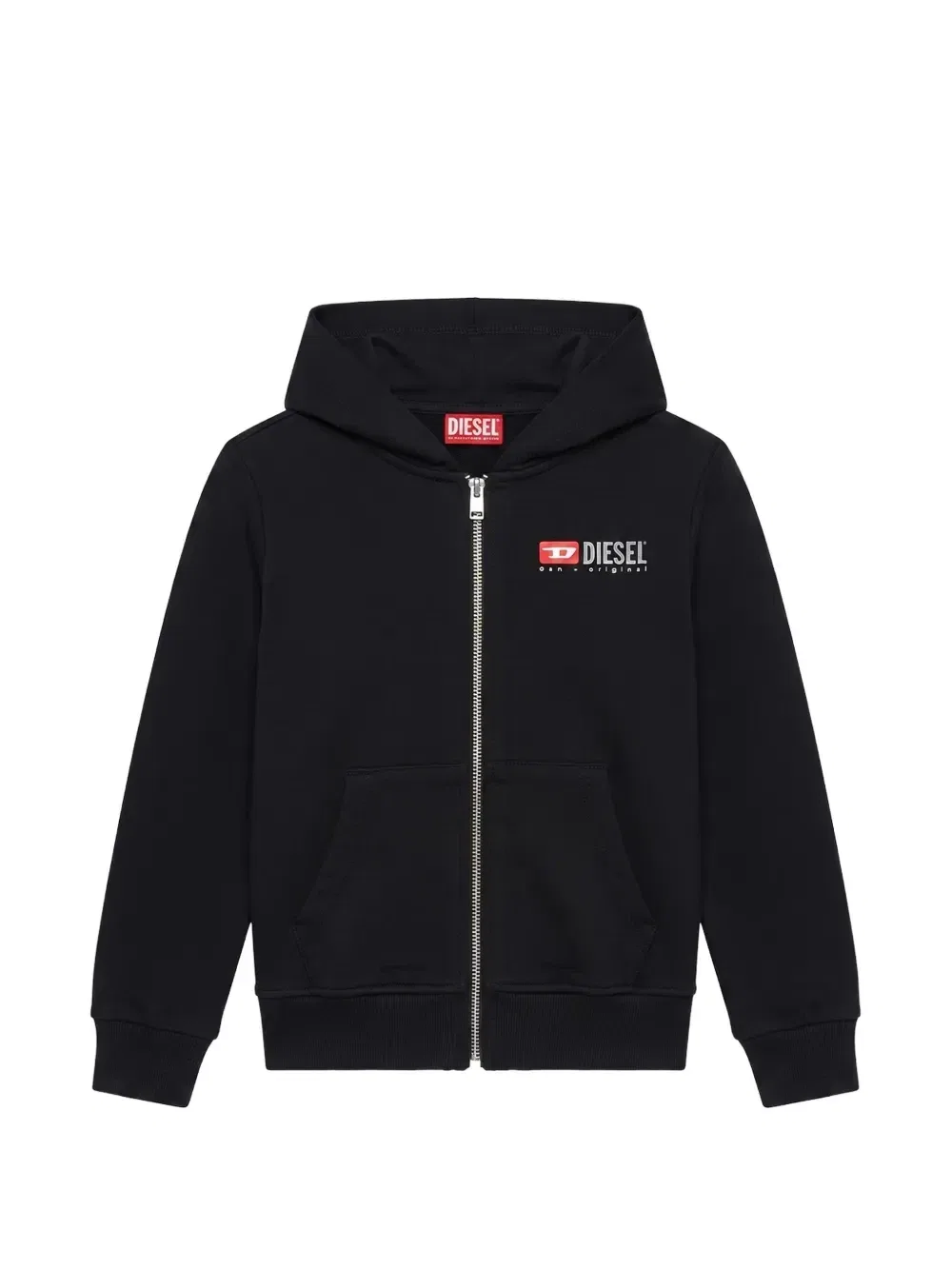 Худи на молнии с логотипом Diesel Kids, черный