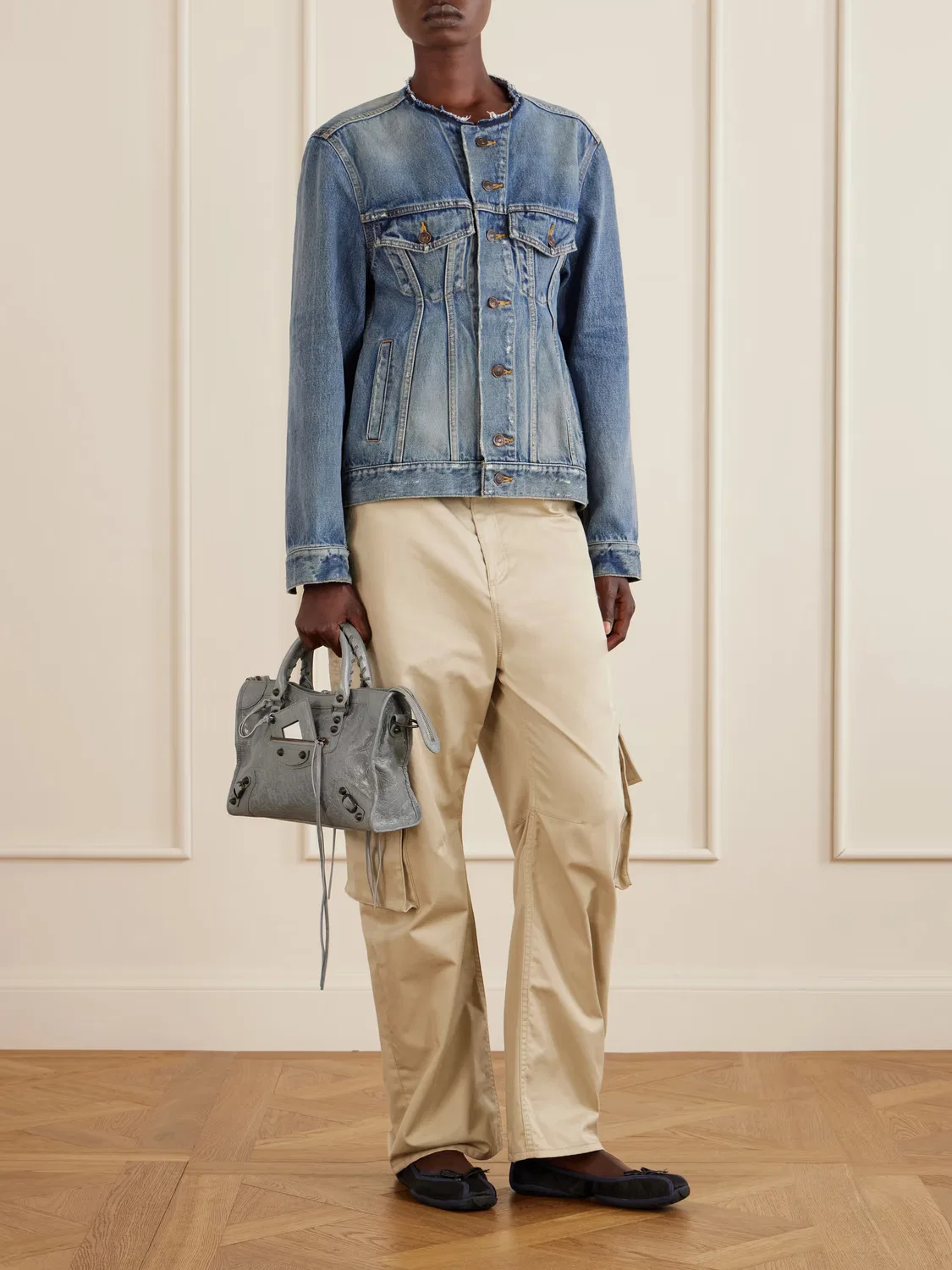Джинсовая куртка с эффектом потертости Balenciaga, синий — фото 2