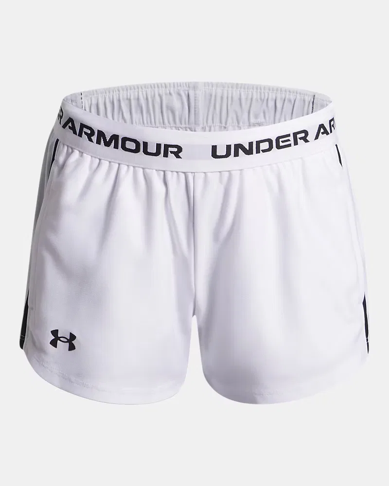 Детские шорты быстросохнущие из переработанного полиэстера UA Tech Play Up UnderArmour, White/Black — фото 4
