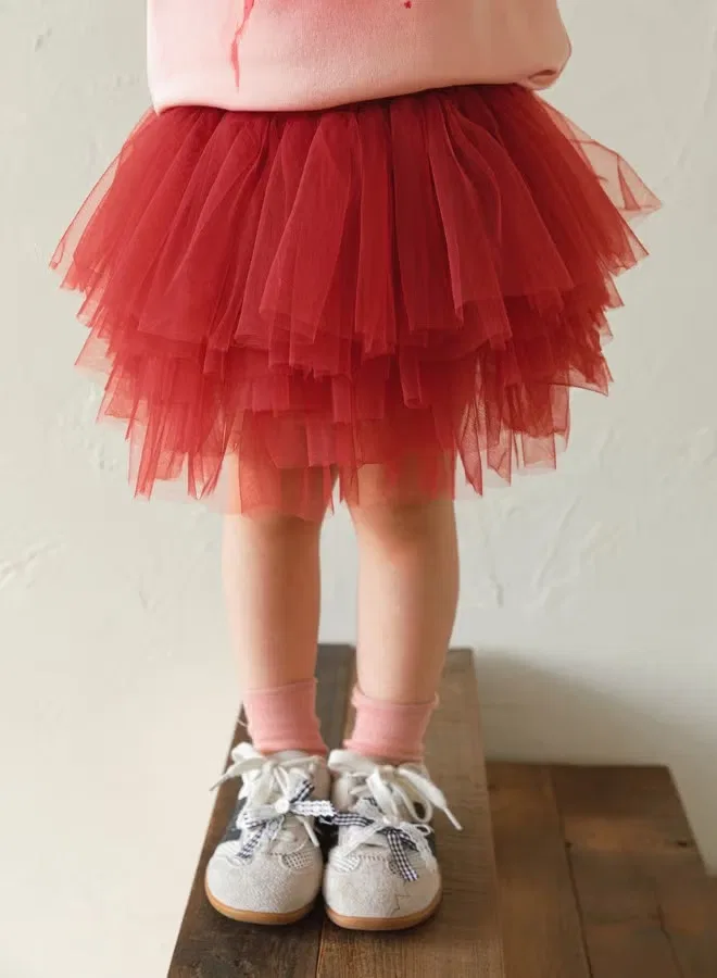 Юбка с пышной сеткой на резинке Yoehyaul, красный