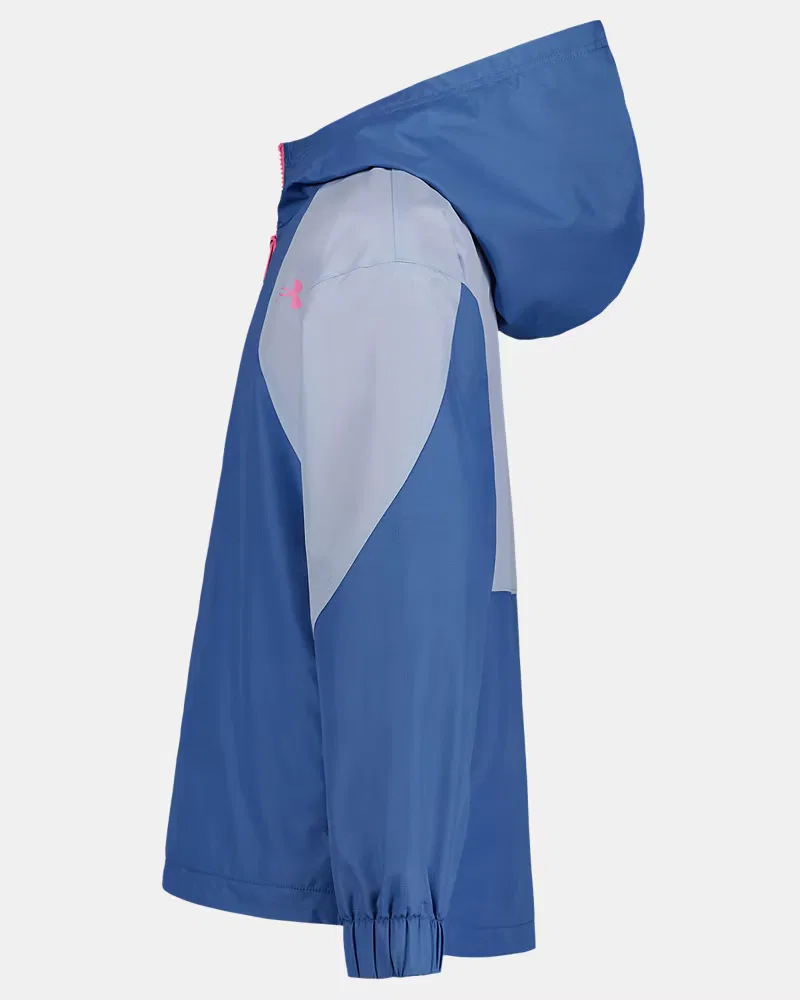 Ветровка детская водоотталкивающая с капюшоном Manataug UnderArmour, Spackle Blue/Pink Frenzy — фото 4