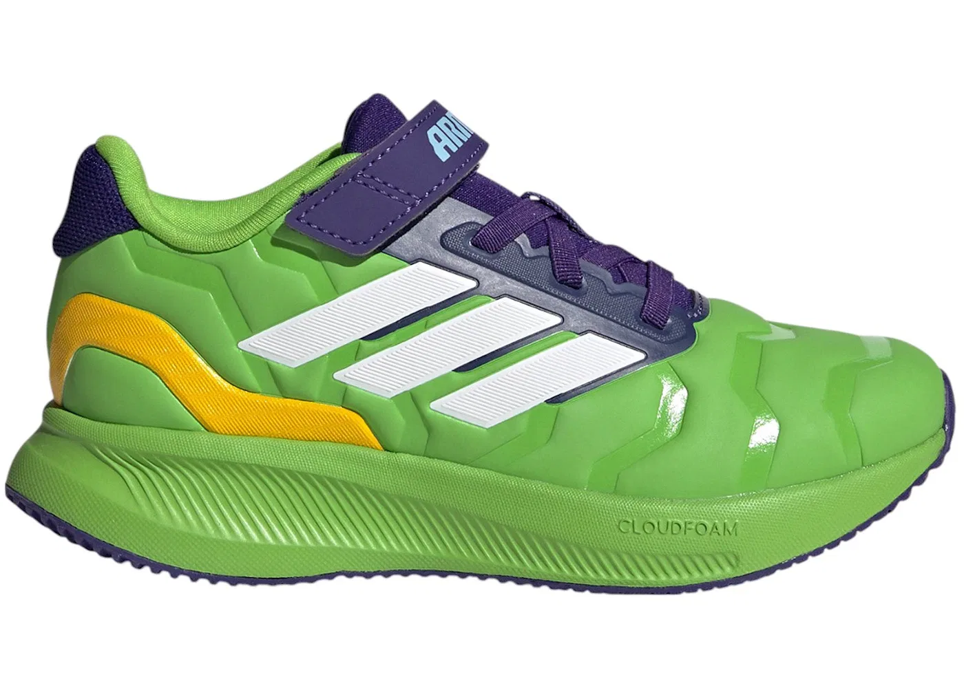 Детские кроссовки для бега с безшнуровкой Runfalcon 5 Adidas, Semi Solar Green/Cloud White/Collegiate Purple
