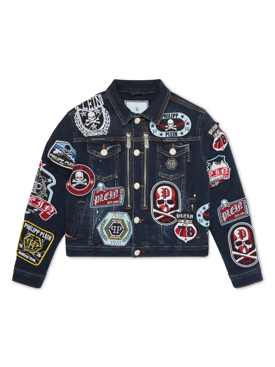 Джинсовая куртка с патчами Philipp Plein, синий