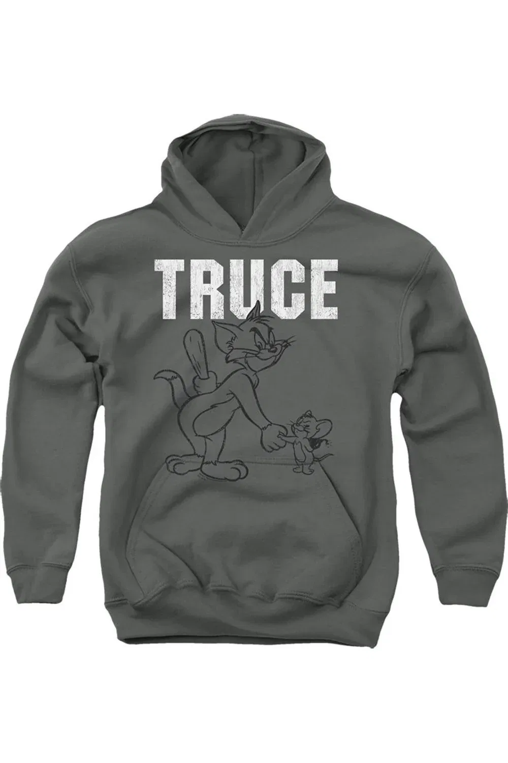 Детское худи с капюшоном с принтом Tom And Jerry Truce Gildan, Charcoal