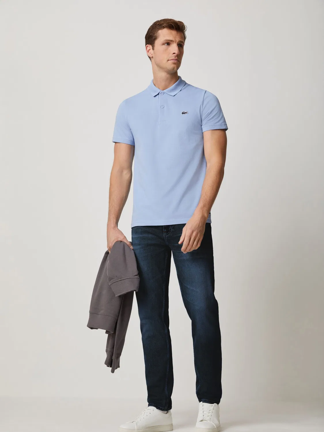 Голубая рубашка-поло Lacoste с короткими рукавами стандартного кроя — фото 2