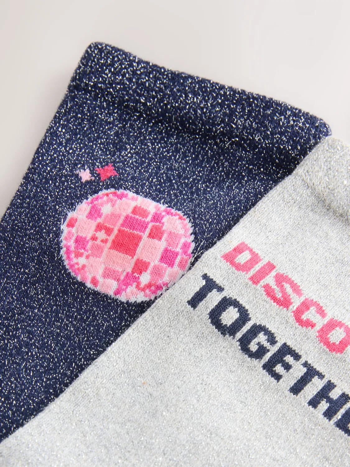Носки Disco Together с блестками, 2 пары Next, темно-синий/серебристый — фото 3