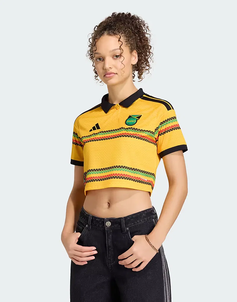 Укороченная домашняя футболка Adidas performance Jamaica 26 x Bob Marley, золотой
