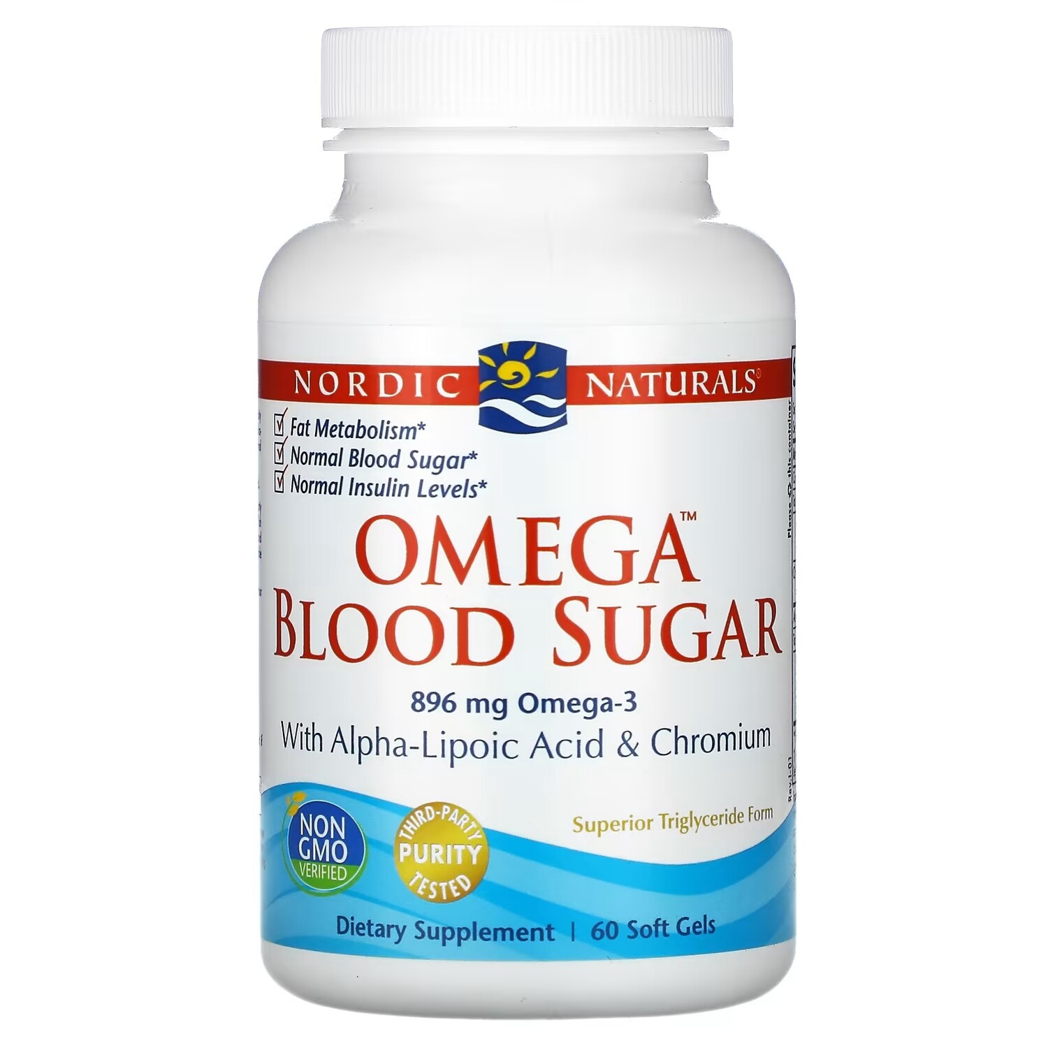 

Добавка с Омега-3 для Поддержания Уровня Глюкозы в Крови Nordic Naturals, 60 капсул