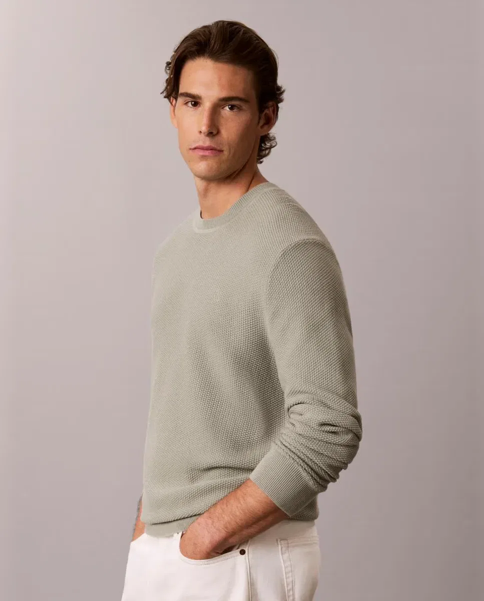 Мужской джерси из текстурного хлопка с круглым вырезом Calvin Klein, Grey — фото 4
