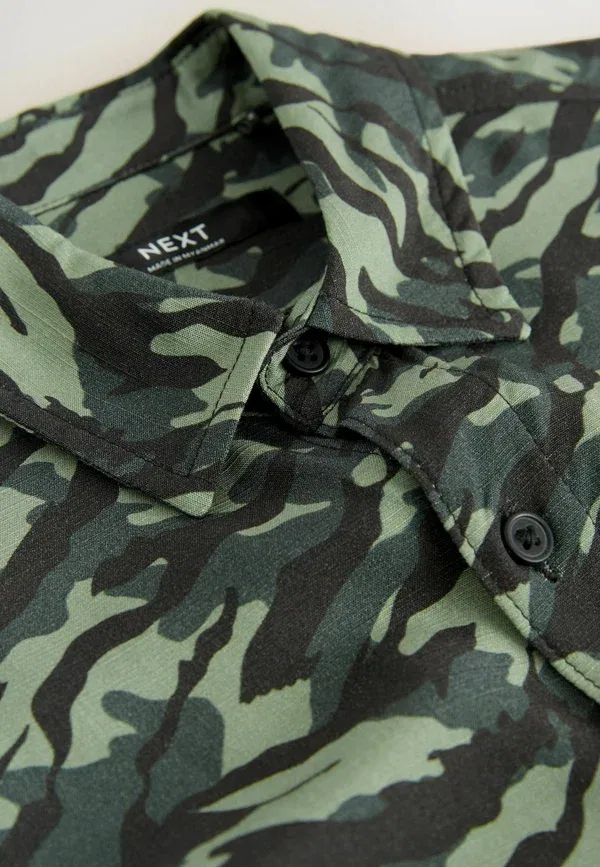 Рубашка с коротким рукавом, камуфляж, Short sleeve printed regular fit, Next, Camouflage — фото 3
