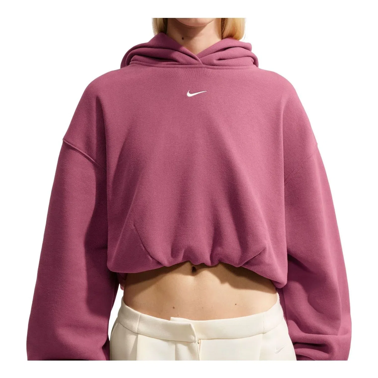 Женское худи Studio Fleece Medium Weight Oversized Cropped Hoodie 'Pink Smoke Sail' Nike, Pink Smoke/Sail